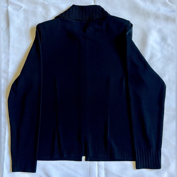 Misook Sweater Womens M Black Red Striped Zip Up Long Sleeve Knit Cardigan - Picture 7 of 7